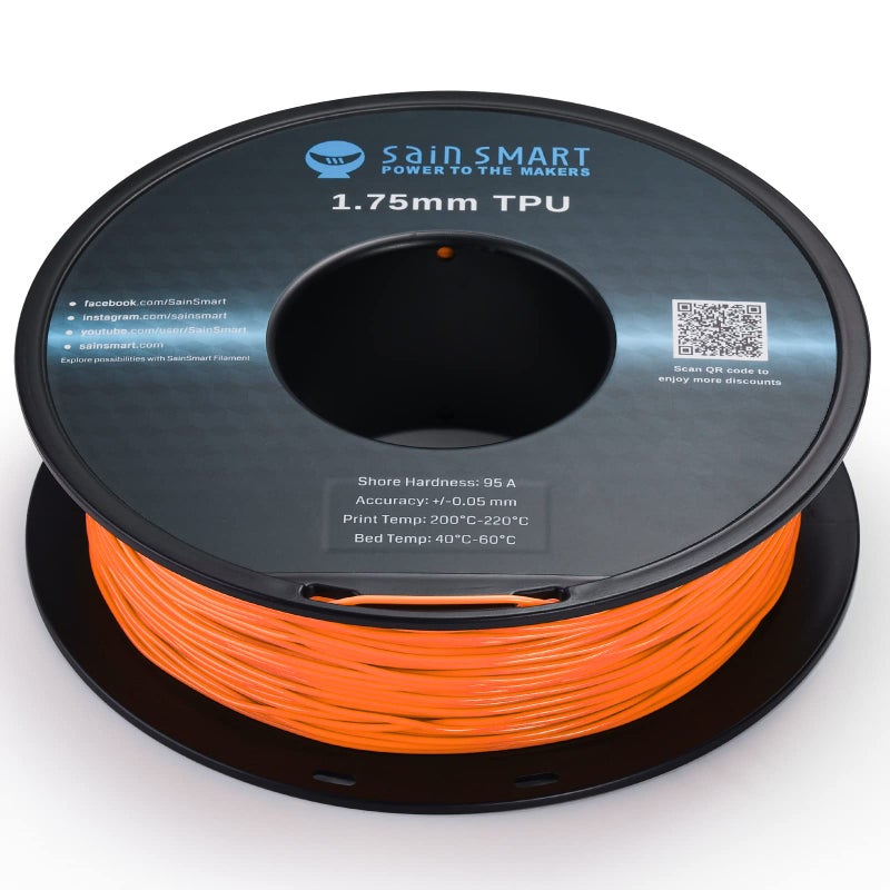 SainSmart 1.75mm Flexible TPU 3D Printer Filament 800g Solid Color, Dimensional Accuracy +/- 0.05 mm (Mango Mojito) - Image 5